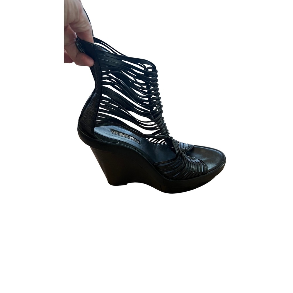 Ann Demeulemeester Black Leather Gladiator Wedge Sandals Size 37 - Picture 2 of 16